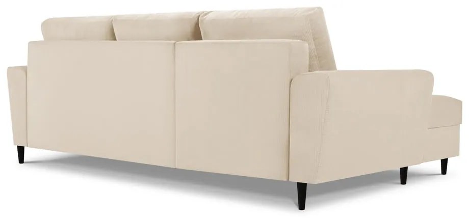 Divano letto in velluto a coste beige, angolo sinistro Moghan - Micadoni Home