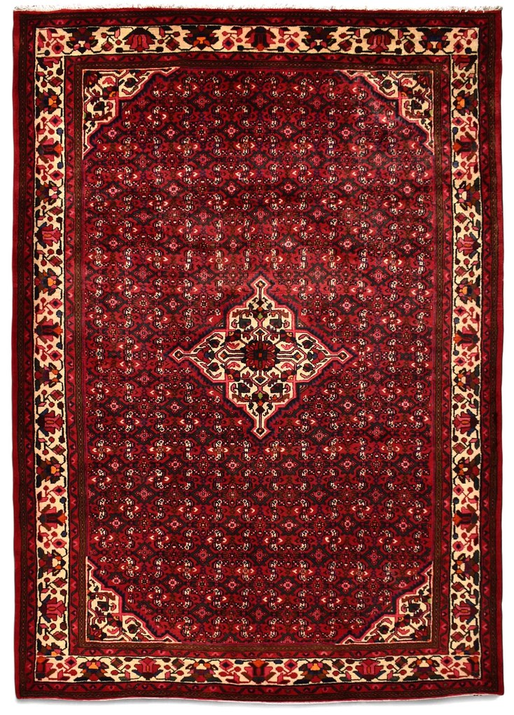 Hosseinabad Tappeto 300x210 Rosso (Iran) Annodato A Mano