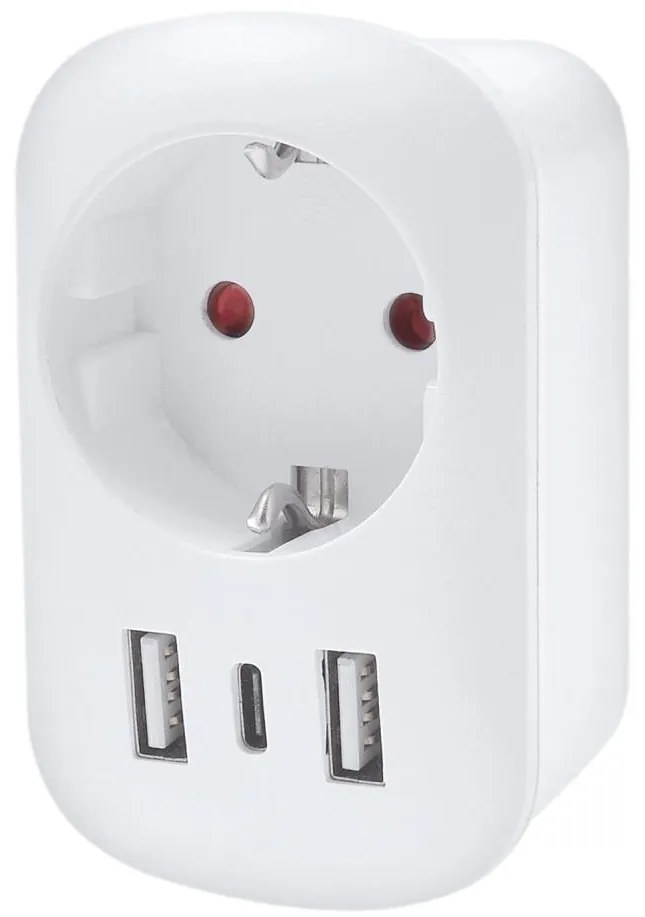 Solight PA03UK - Adattatore da viaggio per prese UK 230V con 2 porte USB-A e 1 porta USB-C