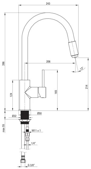 Deante BCA_B64M - Miscelatore per lavello ASTER nero/ottone