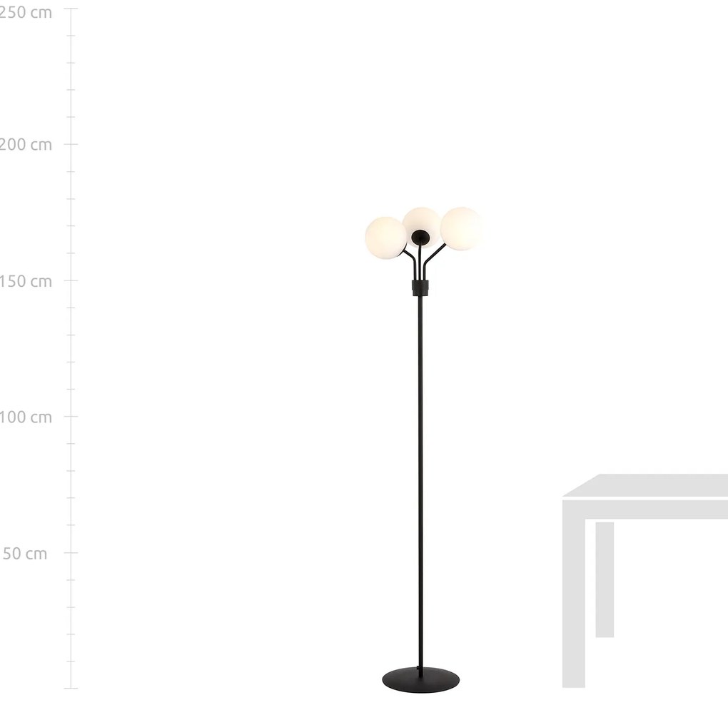Piantana Moderno Orione Acciaio Nero 3 Luci E14 Ip20
