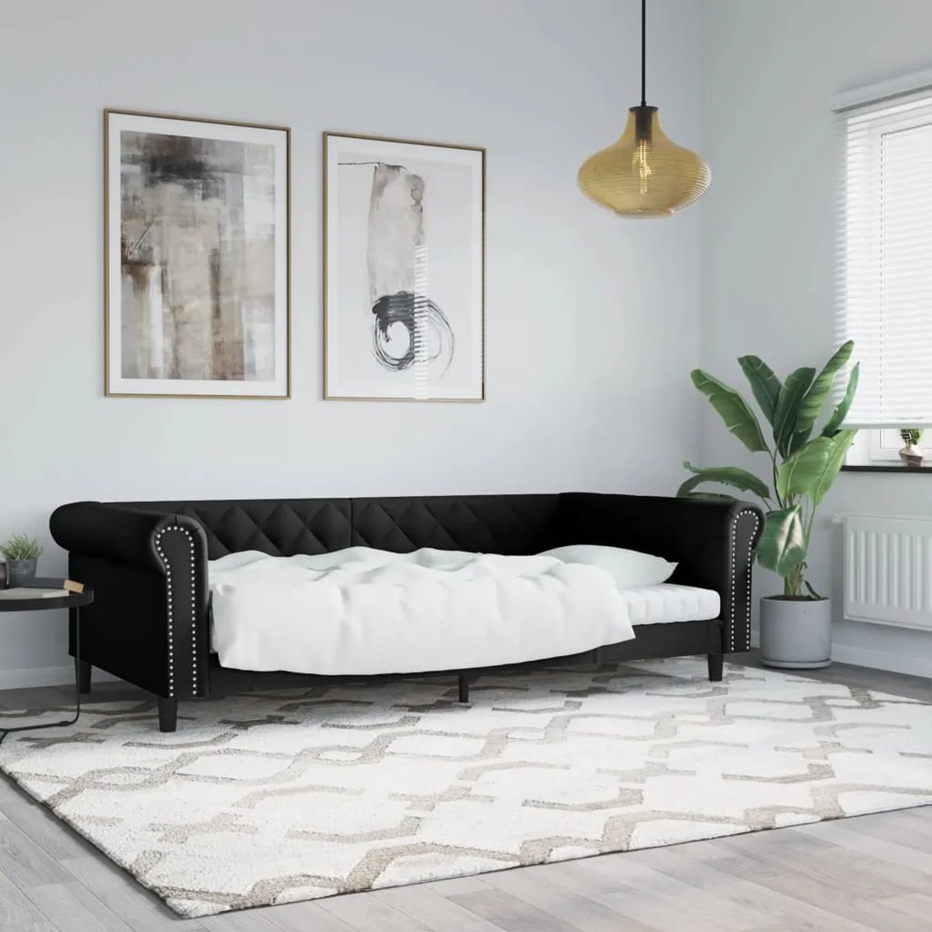 Letto Da Giorno Nero 100x200 Cm İn Similpelle /