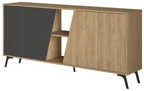 Madia 180x35x82 Cm 2 Ante Rovere 2 Ante Antracite Fiona