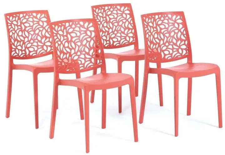 Sedia da giardino in polipropilene London Stone NEW GARDEN, 4 pezzi, seduta rossa