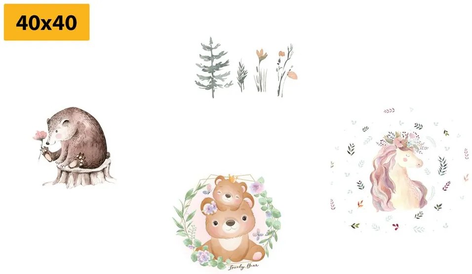 Set di quadri – Animali in tonalità tenui
