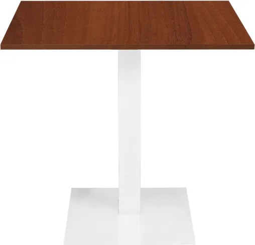 Tavolo bar ristorante 80x80 cm base bianca piano laminato Noce H 75