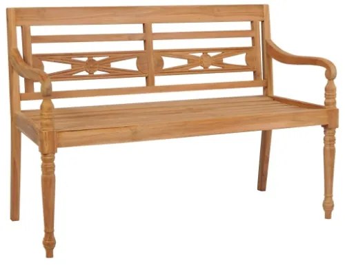 Panca Batavia con Cuscino Nero 120 cm in Massello di Teak