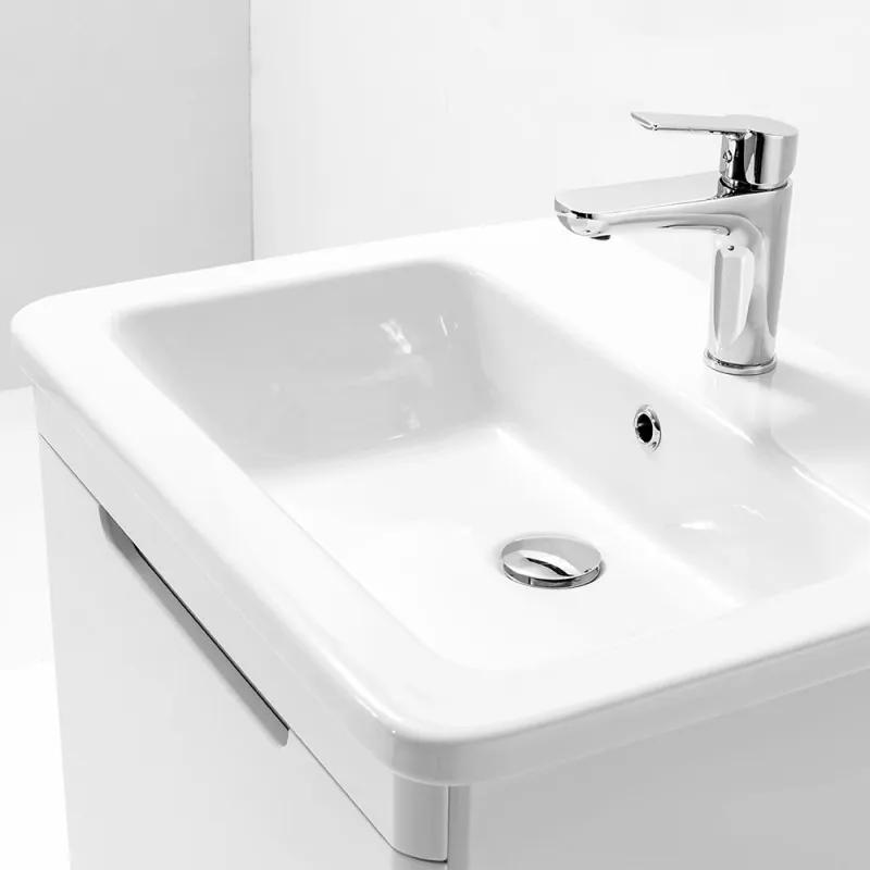 Mobile bagno sospeso 80 cm bianco lucido con specchio 70x90 Stillo