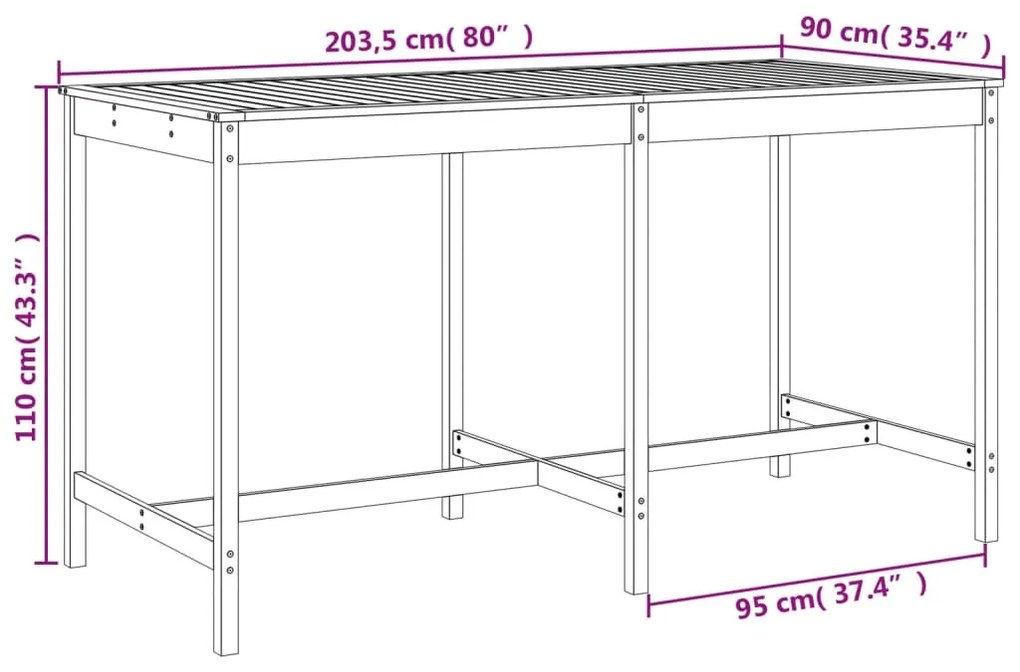 Set da Bar da Giardino 9 pz in Legno Massello di Douglas