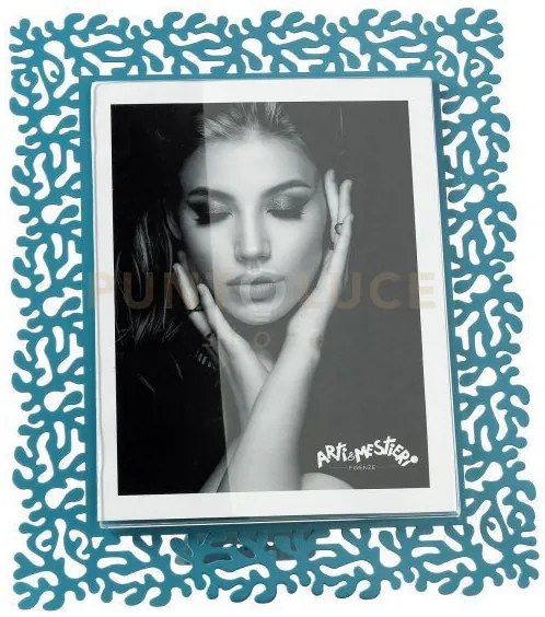 Portafoto di design corallo maxi blu oltremare in ferro e polimetil...