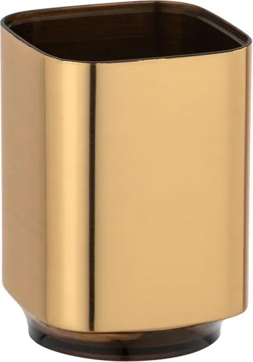 Porta spazzolini in plastica color oro satinato e nero Lumina