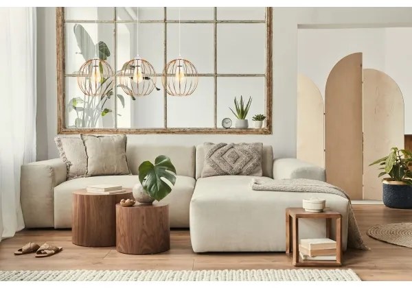 Lampadario a sospensione con filo MATT 3xE27/60W/230V bianco/rame