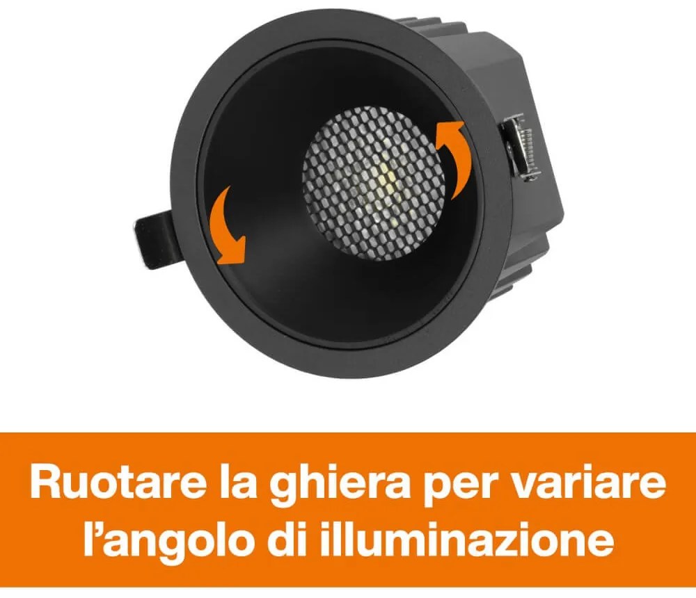 Faro da Incasso 18W, Foro Ø95mm, CCT, 15°-55° con driver Philips Colore Bianco Variabile CCT