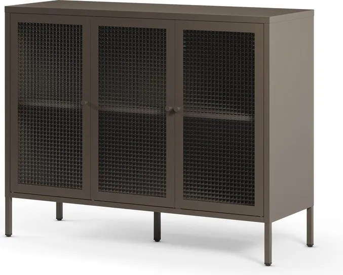 Vetrina grigia in metallo 121x90x40 cm Layna – Marckeric