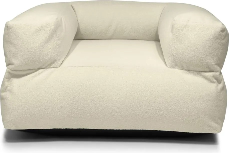 Puof a sacco color crema con rivestimento in bouclé MooG – SLOWDOWN