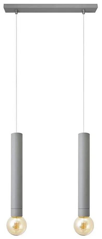 Lampadario a sospensione con filo TUBA 2xE27/15W/230V grigio