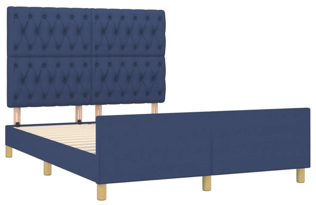 Giroletto con testiera blu 140x200 cm in tessuto