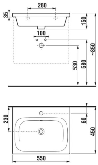 JIKA H8127120001041 - Lavabo sospeso MIO 55x45 cm ceramica/bianco