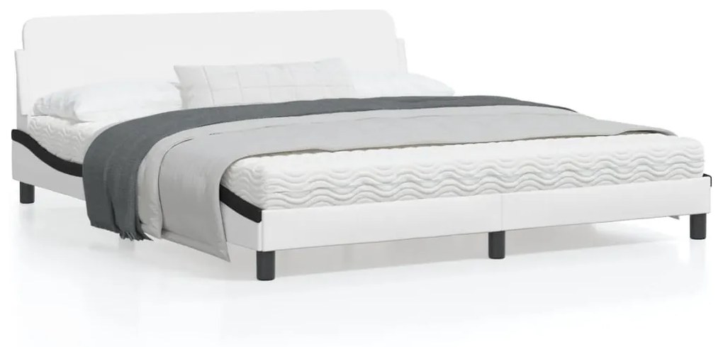Giroletto Con Testiera Bianco E Nero 180x200 Cm İn Similpelle /