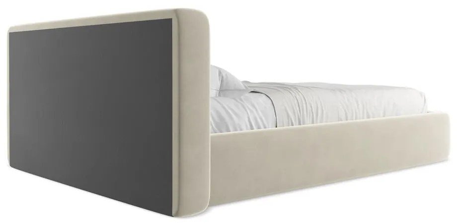 Letto matrimoniale imbottito crema con vano contenitore con griglia 160x200 cm Kiana - Makamii