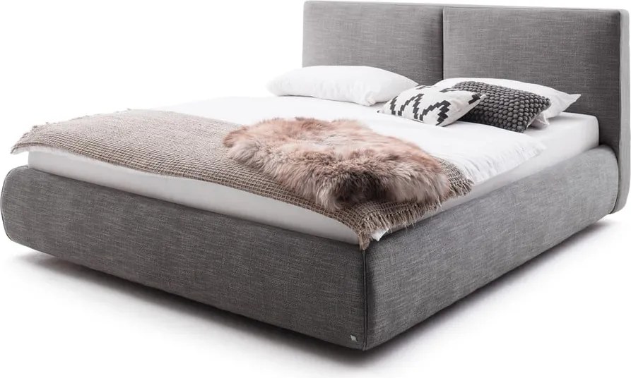 Letto matrimoniale imbottito grigio scuro con contenitore con rete inclusa 180x200 cm Atesio – Meise Möbel