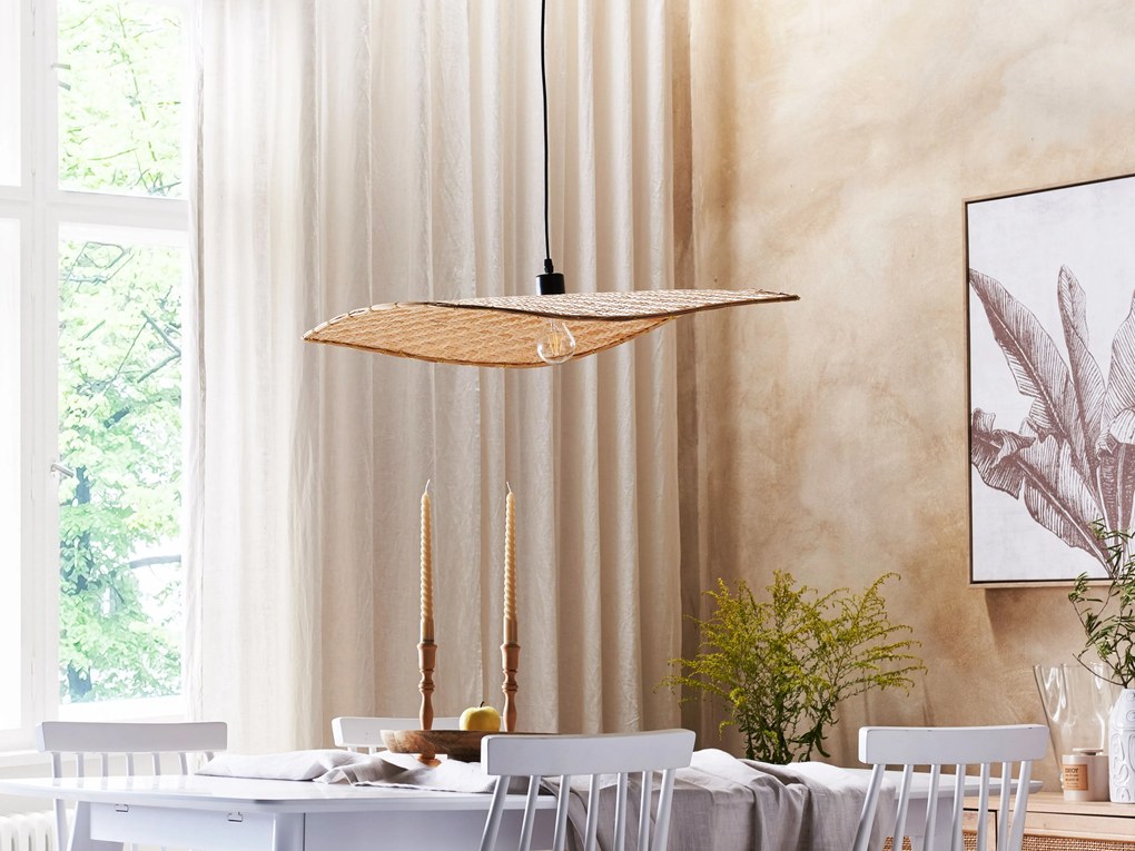 Lampadario legno di bambù beige e naturale 123 cm GALANA Beliani