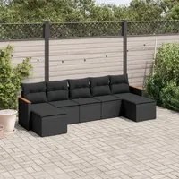 Set Divani da Giardino con Cuscini 7pz Nero Polyrattan 3226230