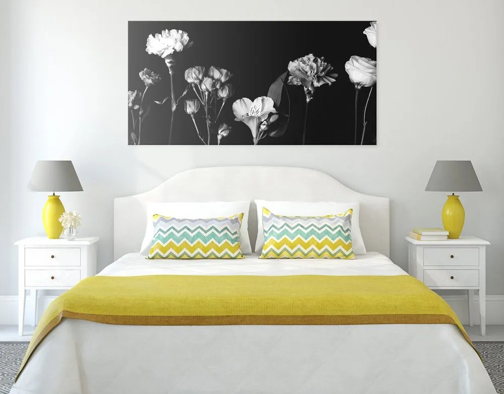 Stampa su tela – Fiori eleganti in bianco e nero