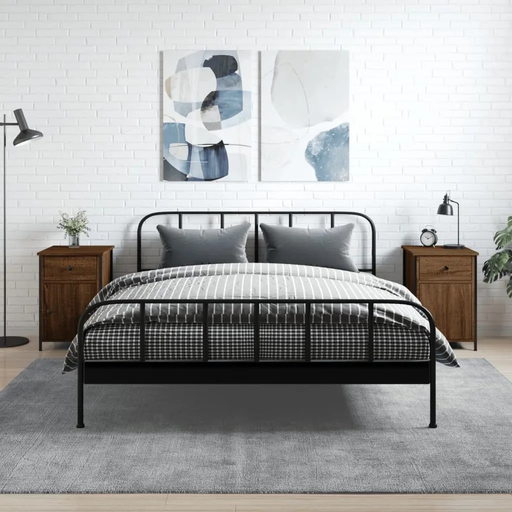 Comodini Rovere Marrone 2 Pz 40x42x60 Cm Legno Multistrato /