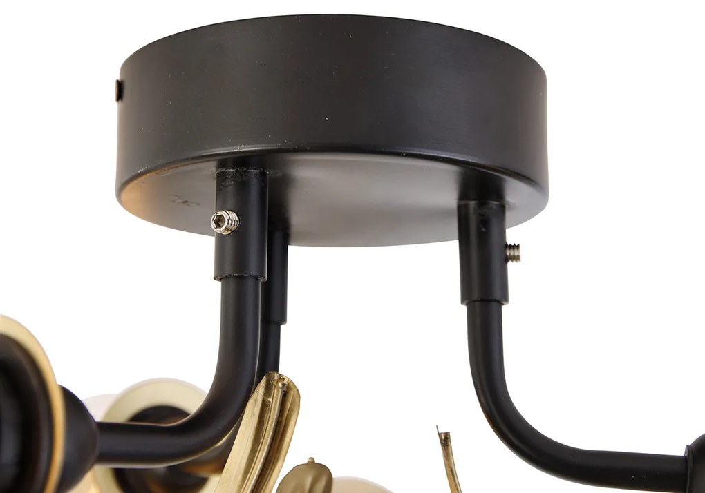 Plafoniera orientale in ottone con nero 3 luci - Louka