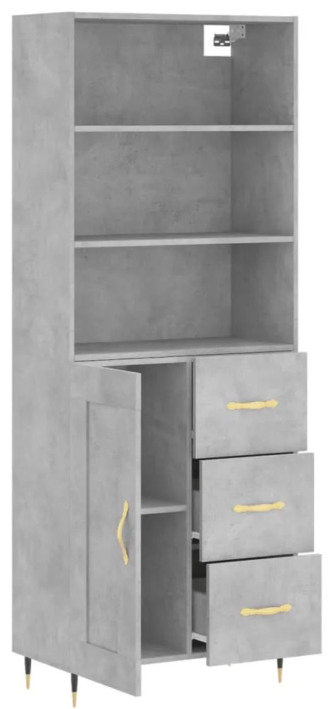 Credenza grigio cemento 69,5x34x180 cm in legno multistrato