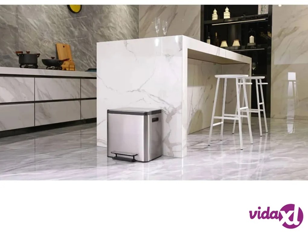 EKO Pattumiera a Pedale EcoCasa 30 L Argento Opaco