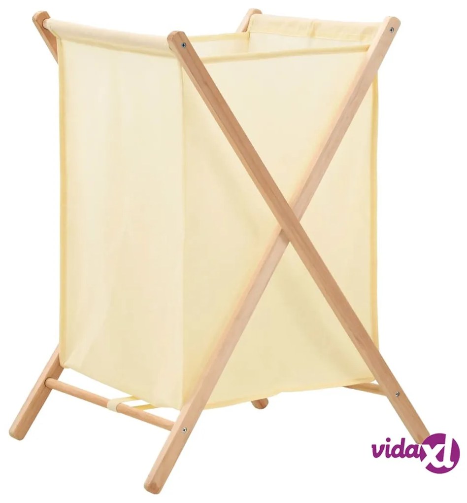 vidaXL Portabiancheria in Legno di Cedro e Tessuto Beige 42x41x64 cm