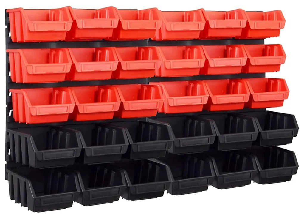 Kit Contenitori 32 Pz Con Pannelli A Parete Rosso E Nero /
