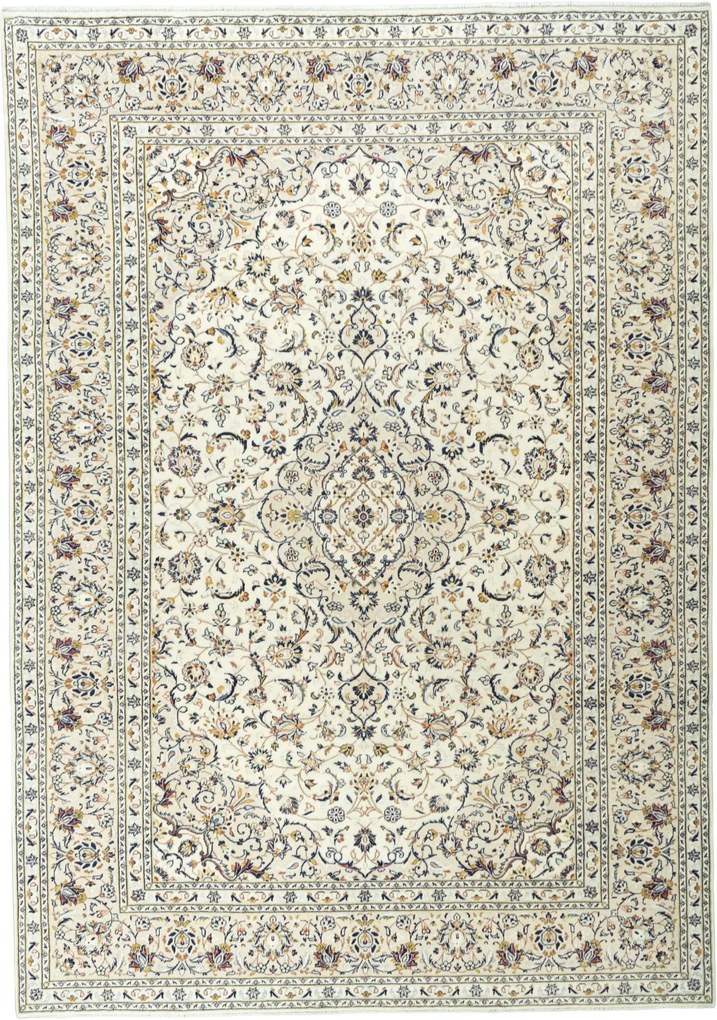 Kashan Tappeto 350x250 Beige (Iran) Annodato A Mano