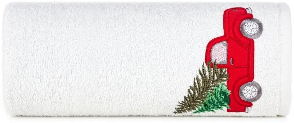 Asciugamano natalizio in cotone bianco con auto Šírka: 50 cm | Dĺžka: 90 cm