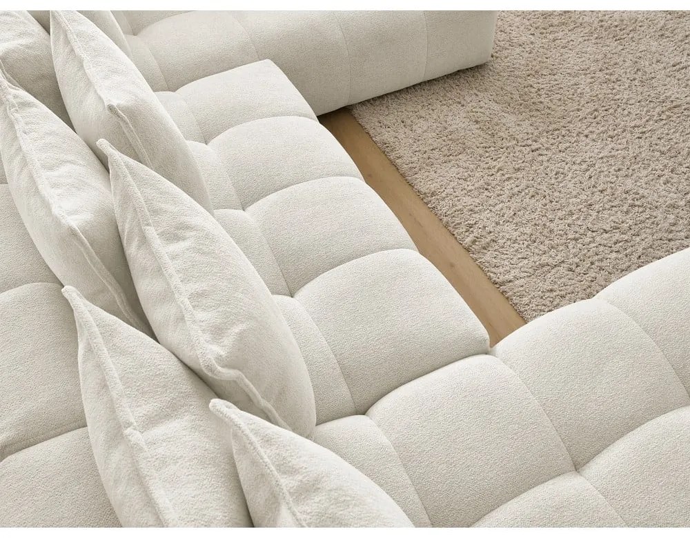 Divano angolare bianco allungabile e con contenitore (penisola a destra/a U) con rivestimento in ciniglia Everest – Bobochic Paris