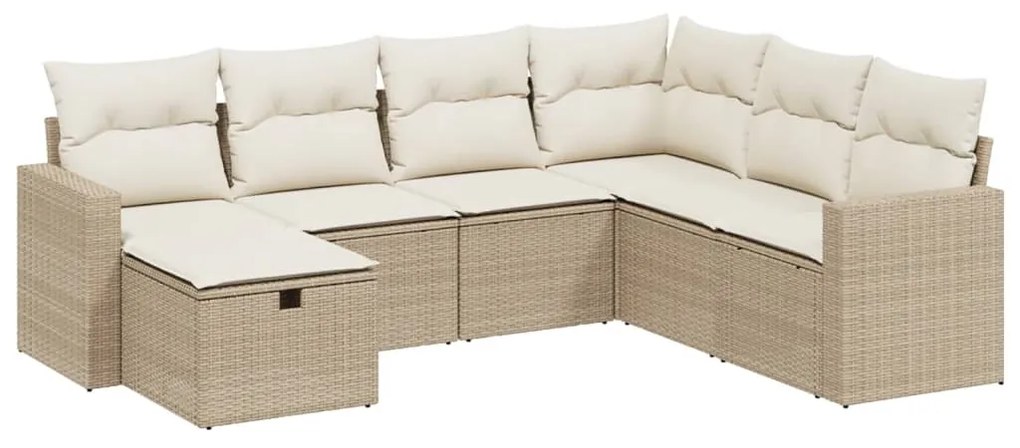 Set divani da giardino 7 pz con cuscini beige in polyrattan