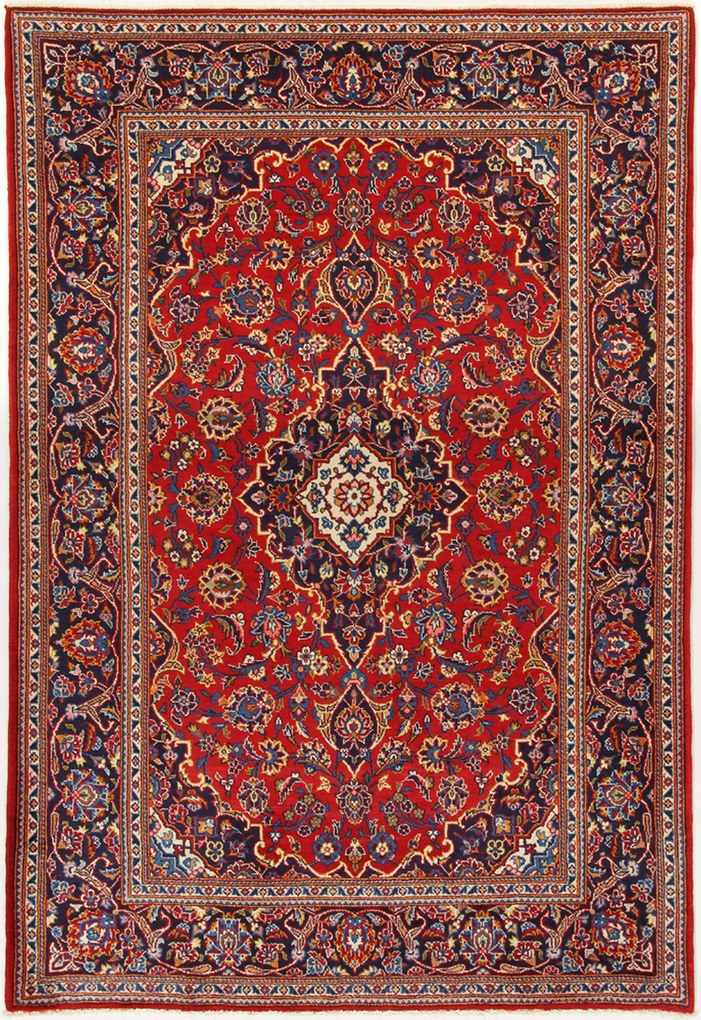 Kashan Tappeto 140x210 (Iran) Annodato A Mano