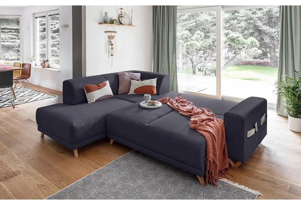 Divano angolare color antracite allungabile e con contenitore (penisola a sinistra/a L) Classy Sophie – Miuform