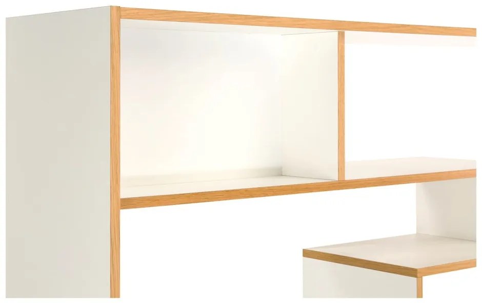 Libreria bianca con bordo in legno 140x143 cm Southbury - Woodman