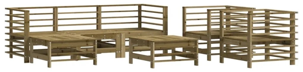 Set Divani da Giardino 7pz con Cuscini Legno Impregnato di Pino