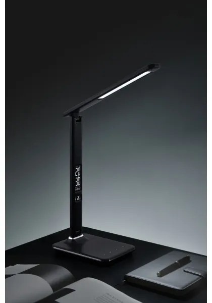 Immax 08930L - LED Lampada da tavolo dimmerabile con display KINGFISHER LED/9W/230V/12V nero