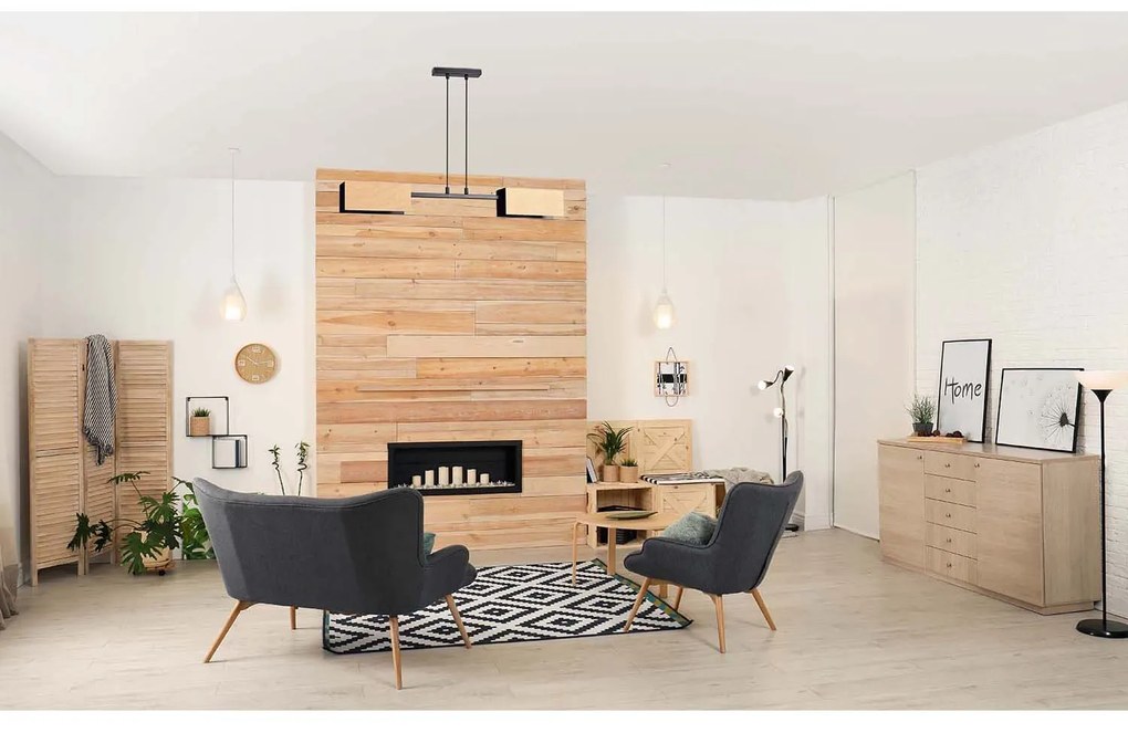 Lampadario Minimal Sarutahiko Acciaio Nero 2 Luci E27 Ip20