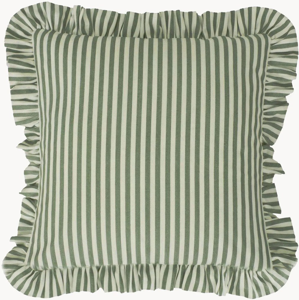 Cuscino in cotone a righe con volant Tuva