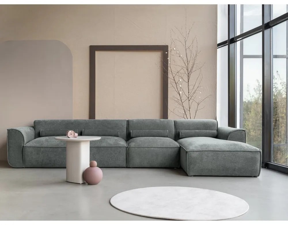 Divano angolare componibile in verde chiaro (con penisola a destra) Flex Felix – Miuform