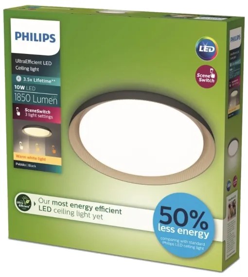 Philips - Plafoniera LED dimmerabile PEBBLO LED/10W/230V 2700K nero