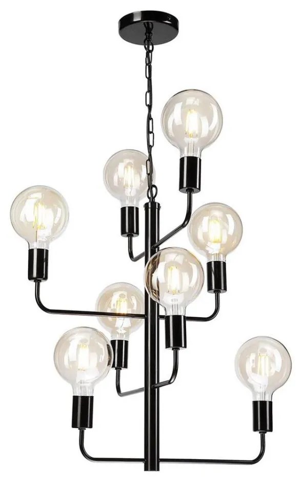 Lampadario a catena ORLANDO 8xE27/60W/230V nero