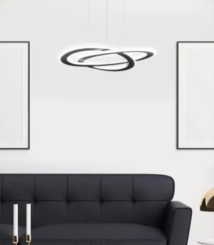 Lampadario LED moderno Rolimare nero Ø42cm, luce naturale 5500 lumen, EGLO