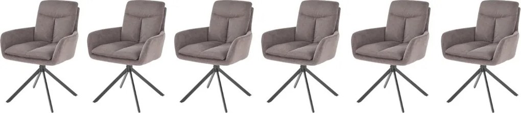 Set di 6 sedie girevoli K536 in tessuto grigio